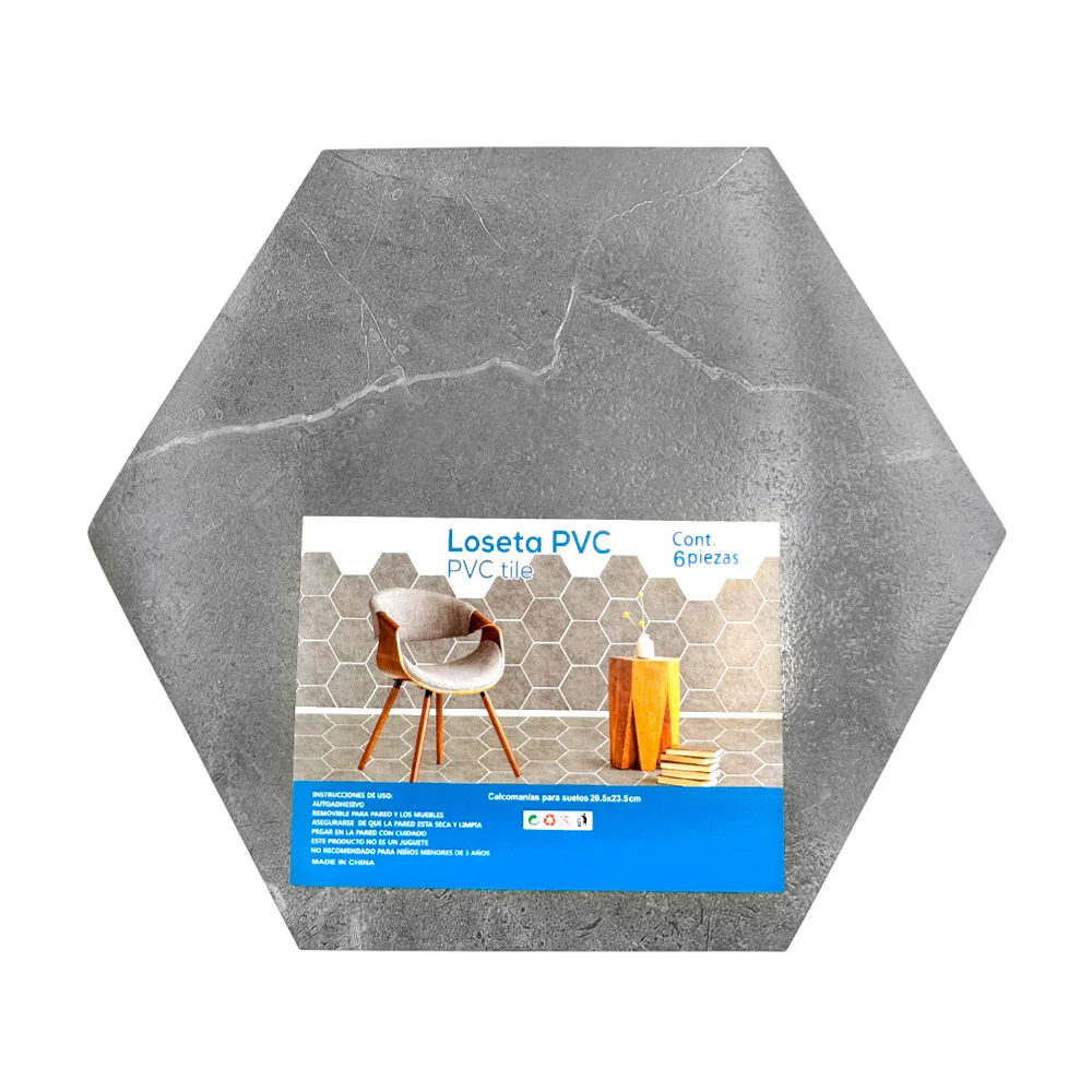 Paquete con 6 vinilos - revestimientos hexagonales de pvc para la pared, 23x20cm, variedad de colores / 16-0267