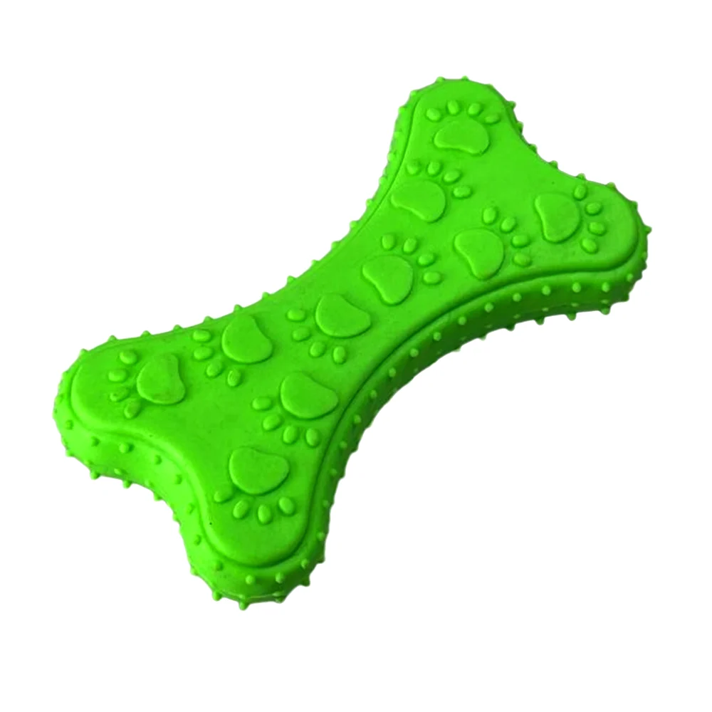 Juguete para mascota de plástico rígido en forma de hueso, con decoración de huellas / 18-0032