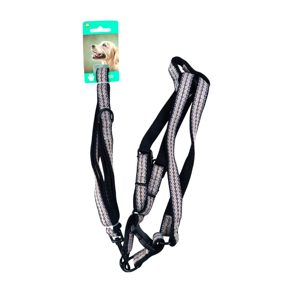 Arnés con correa para mascotas grandes, cosido, bicolor, variedad de colores / 18-0046