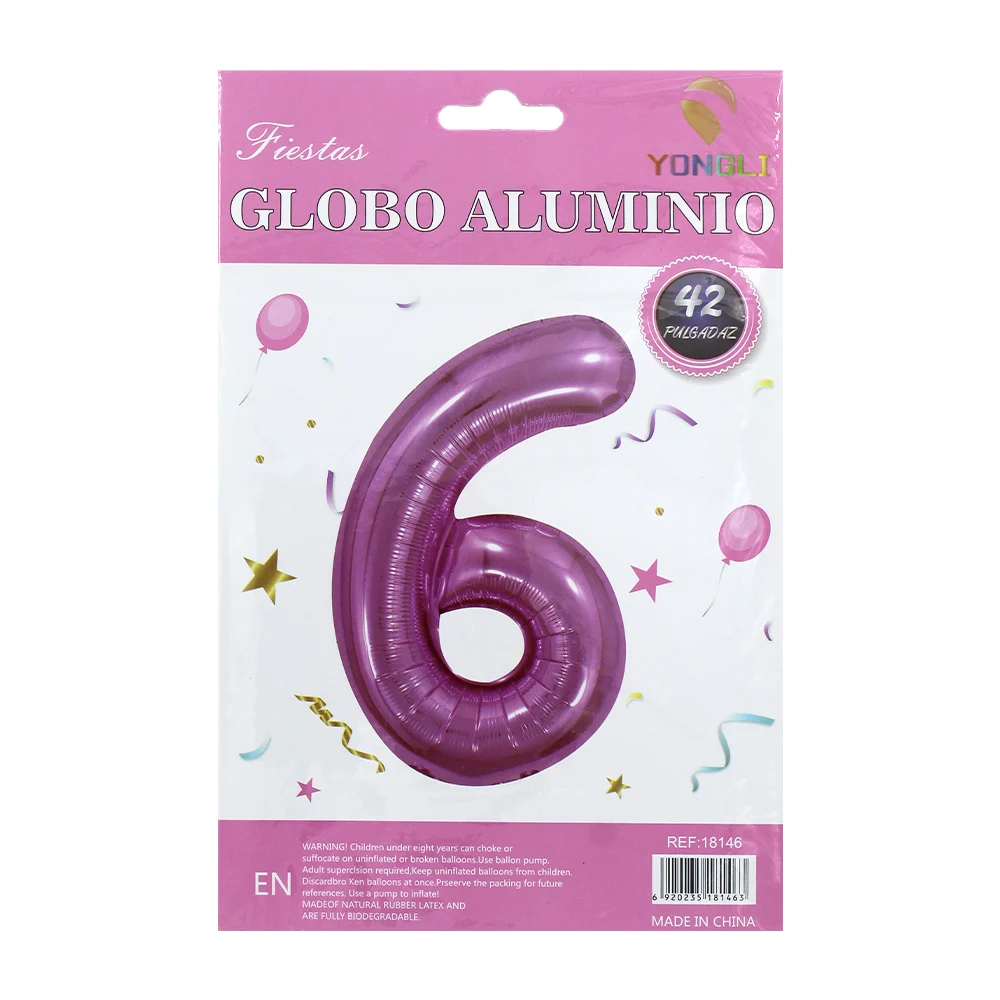 1pza Globo metálico yongli de 42 pulgadas en forma de número, variedad de colores y formas / 18146