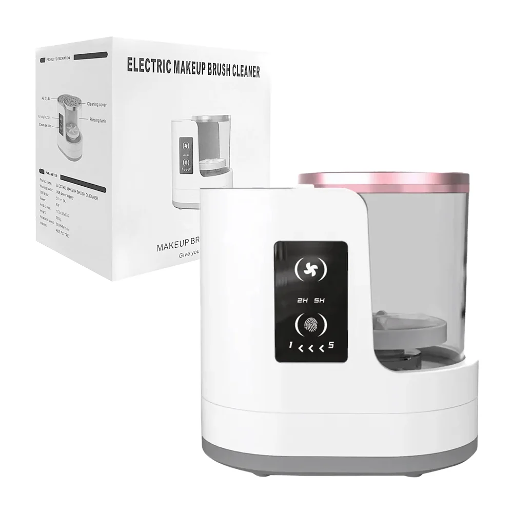 1pza Limpiador eléctrico para brochas de maquillaje, con recipiente transparente girable y compartimiento de secado; variedad de funciones / ontenck / 18373
