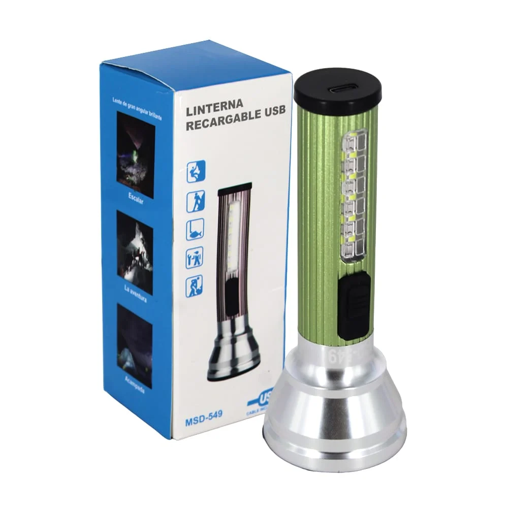 Linterna recargable multiusos con carga usb y 3 modos de iluminación / msd-549