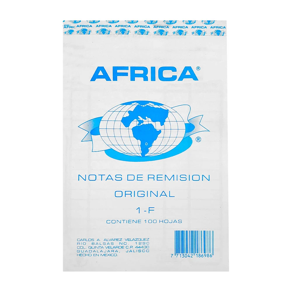 Block con 100 hojas de notas de remision 1-f / notas de remision original 1-f / africa / 511002