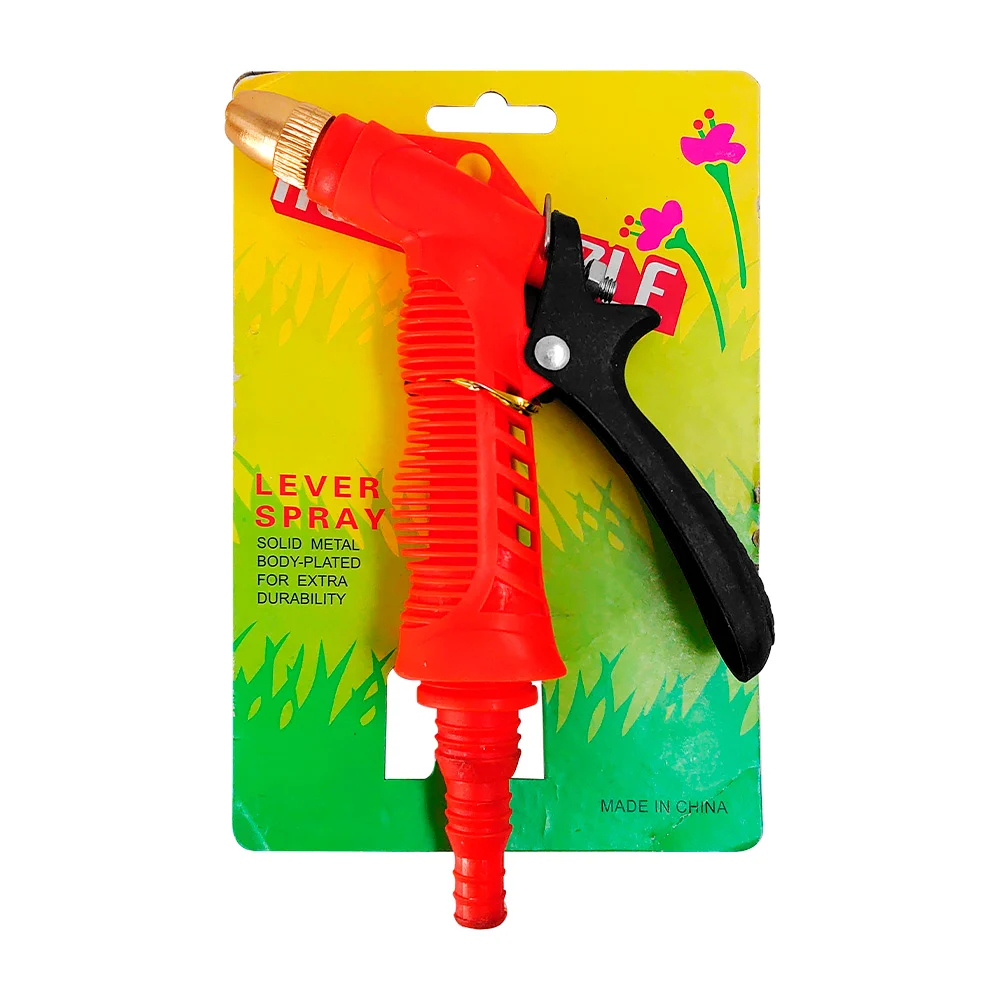 Pistola para manguera con cuerpo de plástico y boquilla metálica, con presión adaptable / 19-021