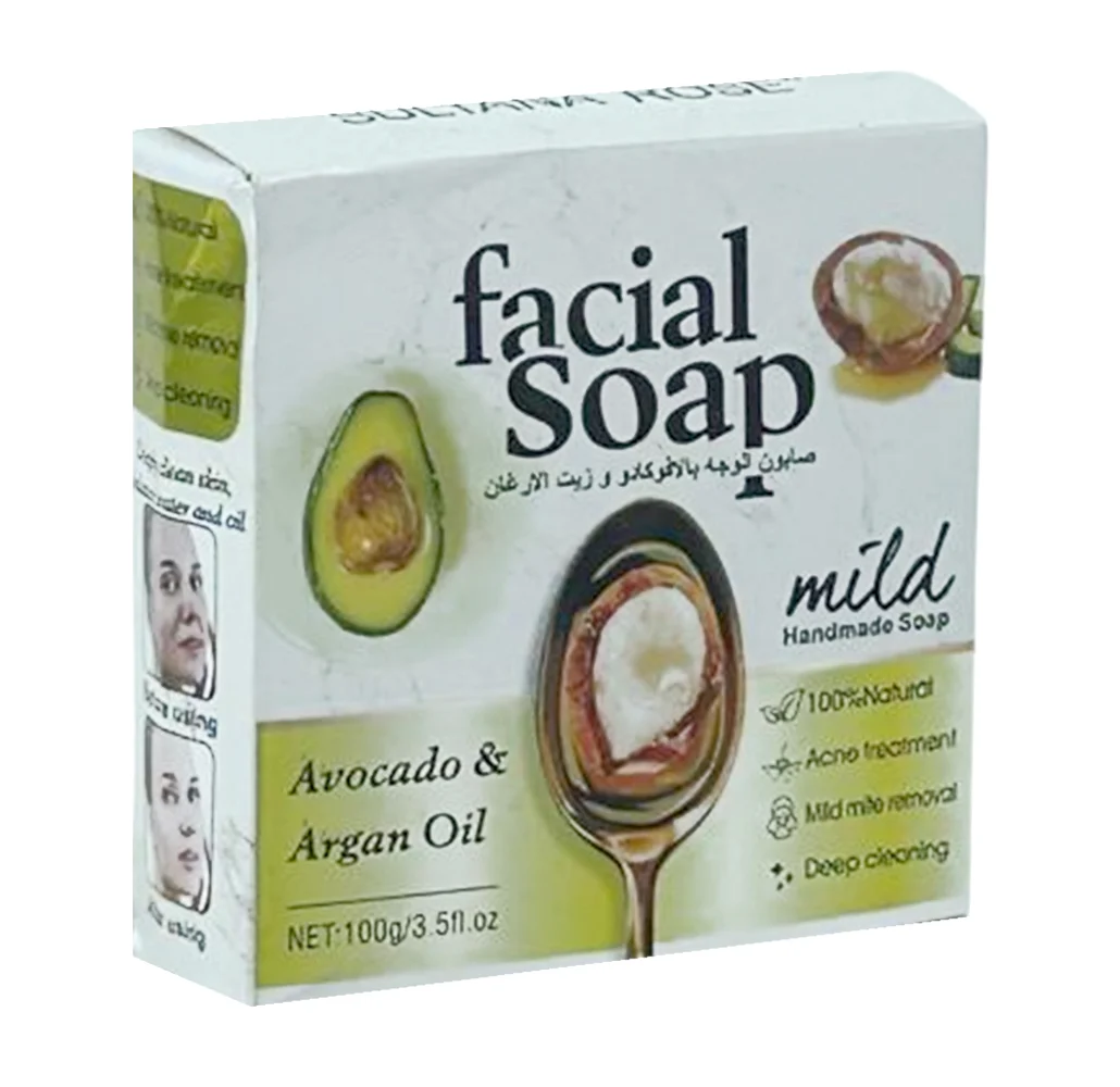 Jabón con extracto de aguacate y aceite de argán 100g / facial soap