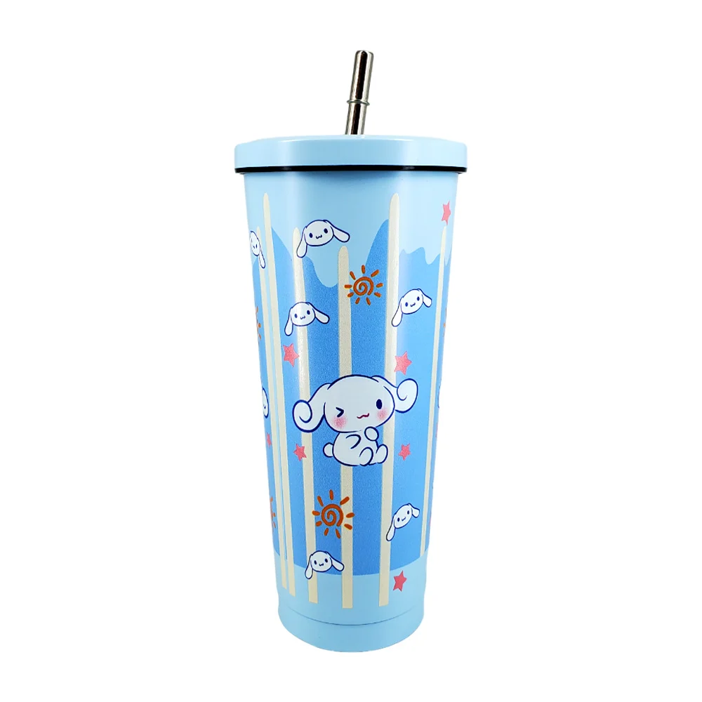 Vaso termo de acero inoxidable con capacidad de 1.2l aprox, tapa y popote metálico, variedad de personajes / 2-1921