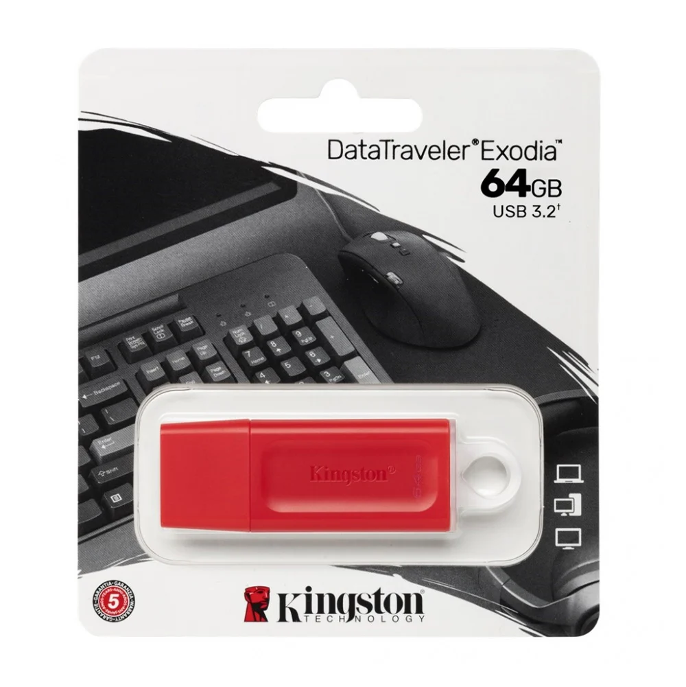 Memoria usb 3.2 flash kingston en color rojo con capacidad de 64gb / kc-u2g64-7gr