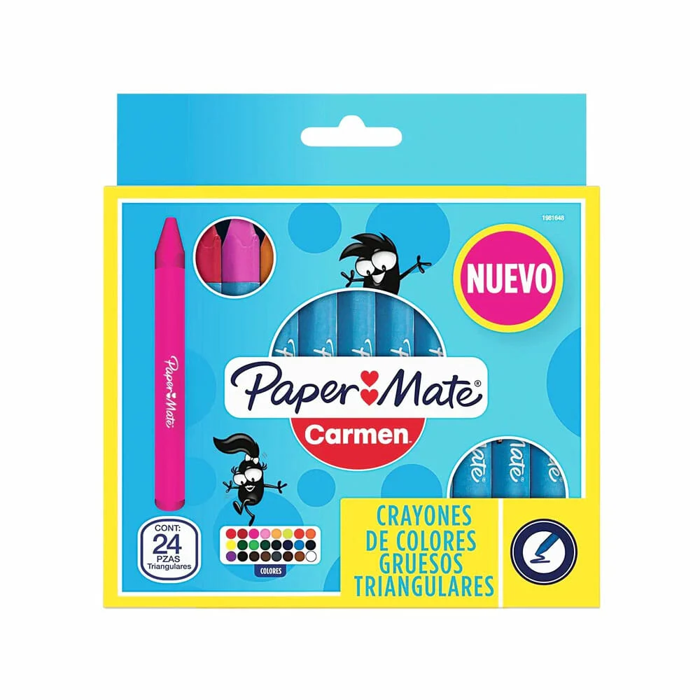 Paquete con 24 crayones jumbo paper mate de colores con punta triangular / 189430