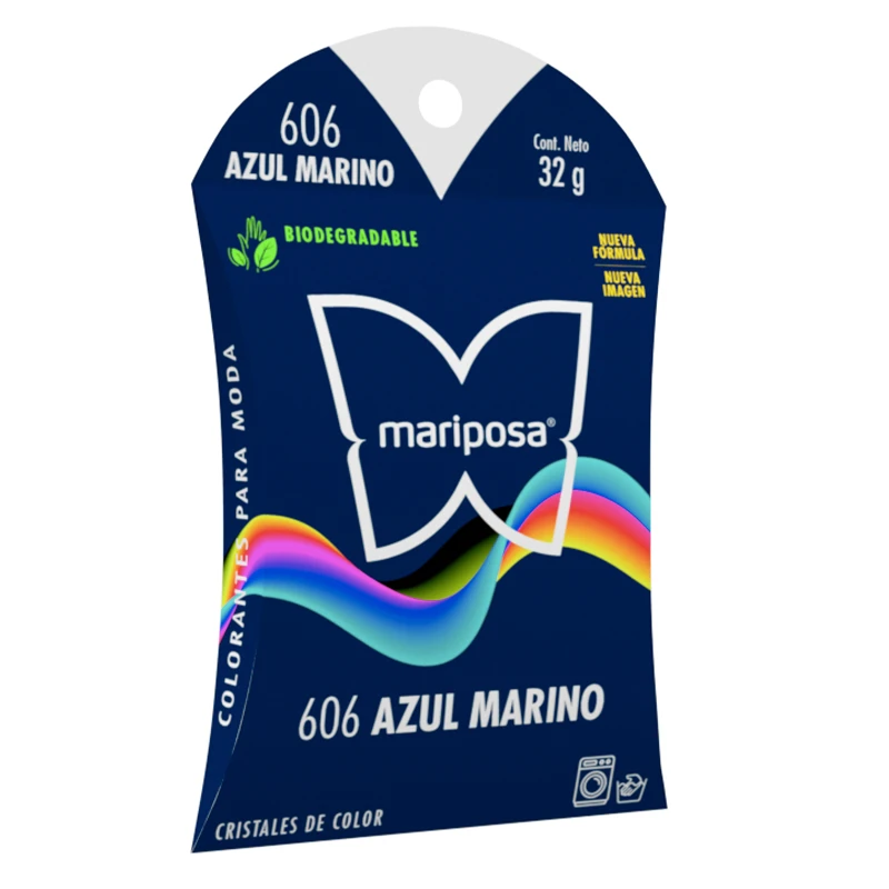 Colorante en cristales de color azul marino no. 606 con 32 g, para ropa / mariposa