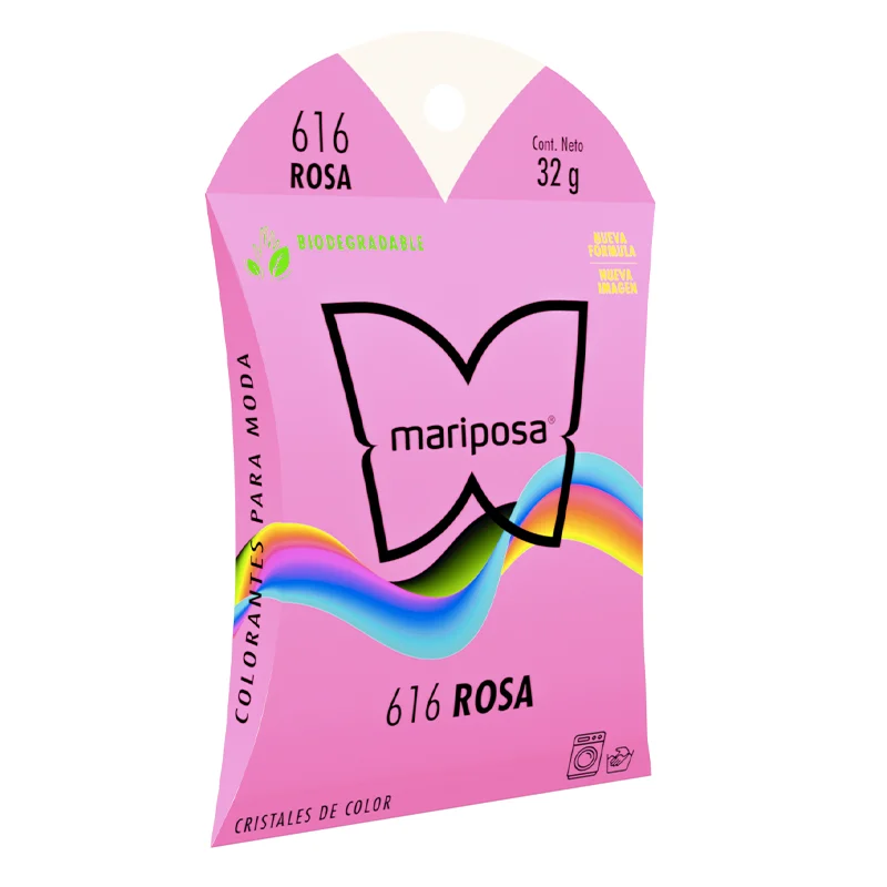 Colorante en cristales de color rosa no. 616 con 32 g, para ropa / mariposa