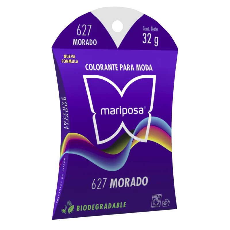 Colorante en cristales de color morado no. 627 con 35 g, para ropa / mariposa