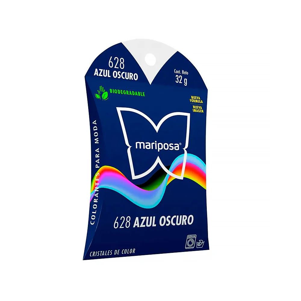 Colorante en cristales de color azul oscuro no. 628 con 32 g, para ropa / mariposa
