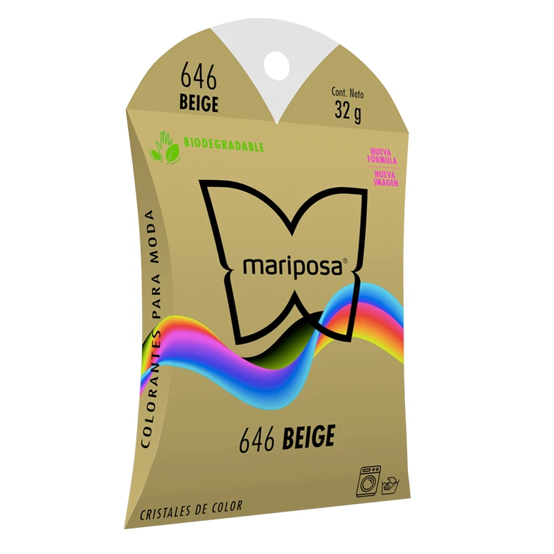 Colorante en cristales de color beige no. 646 con 32 g, para ropa / mariposa