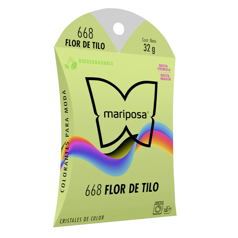 Colorante en cristales de color flor de tilo no. 668 con 32 g, para ropa / mariposa