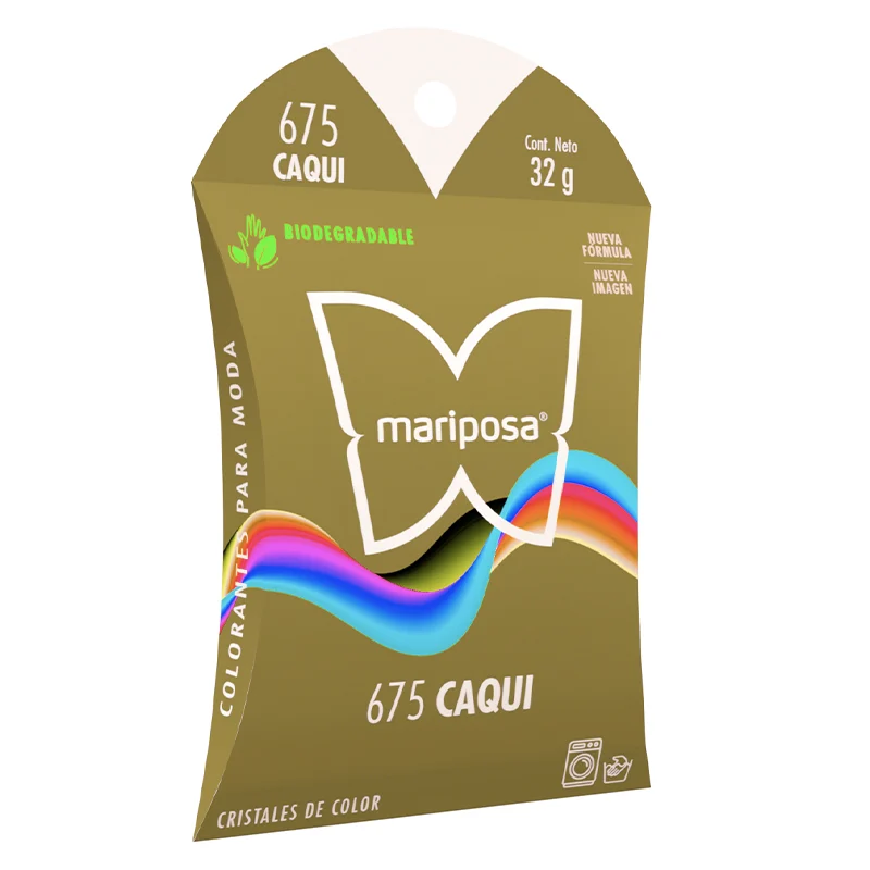 Colorante en cristales de color caqui no.675 con 32 g, para ropa / mariposa