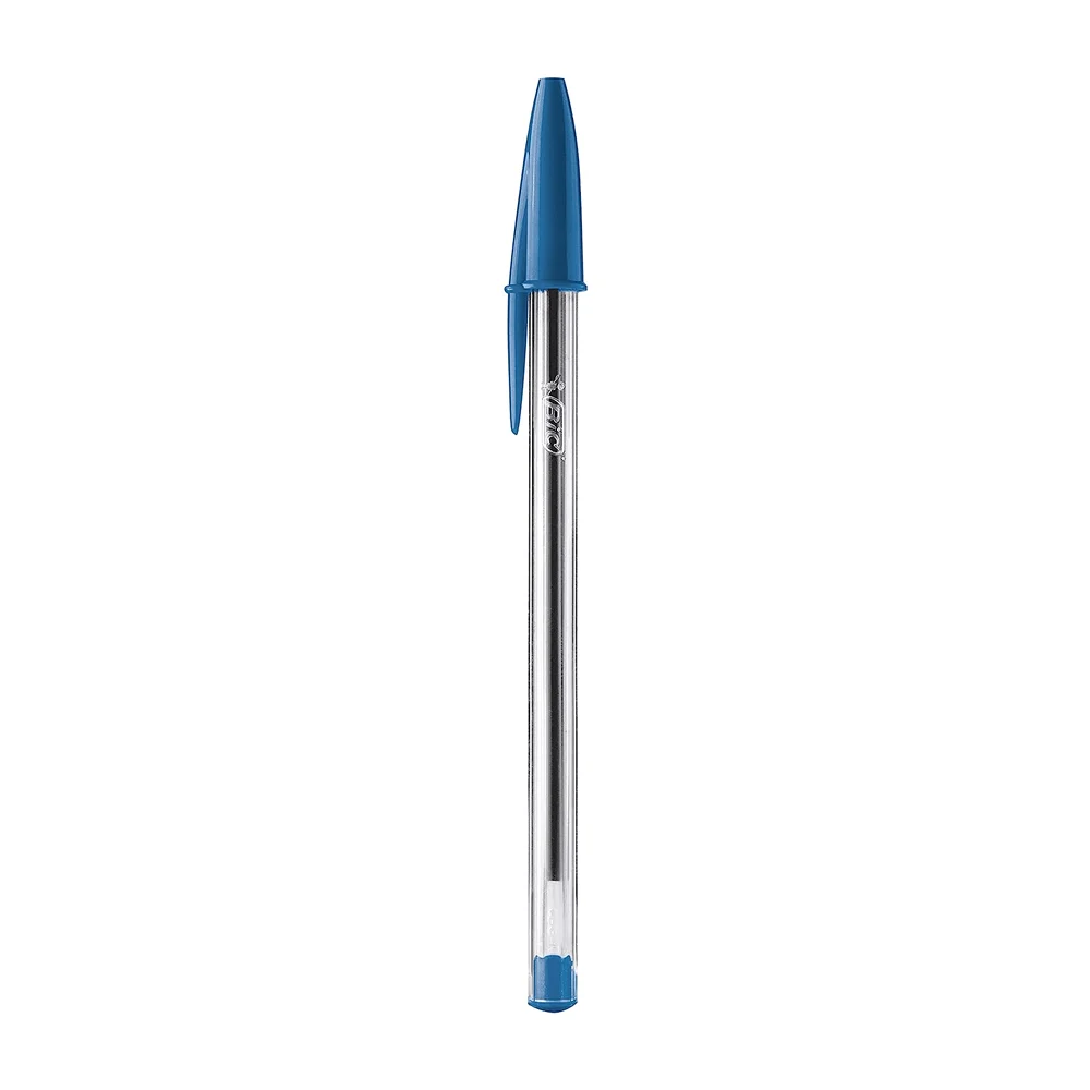 Caja con 12 plumas bolígrafos bic cristal de punta 1mm tinta color azul