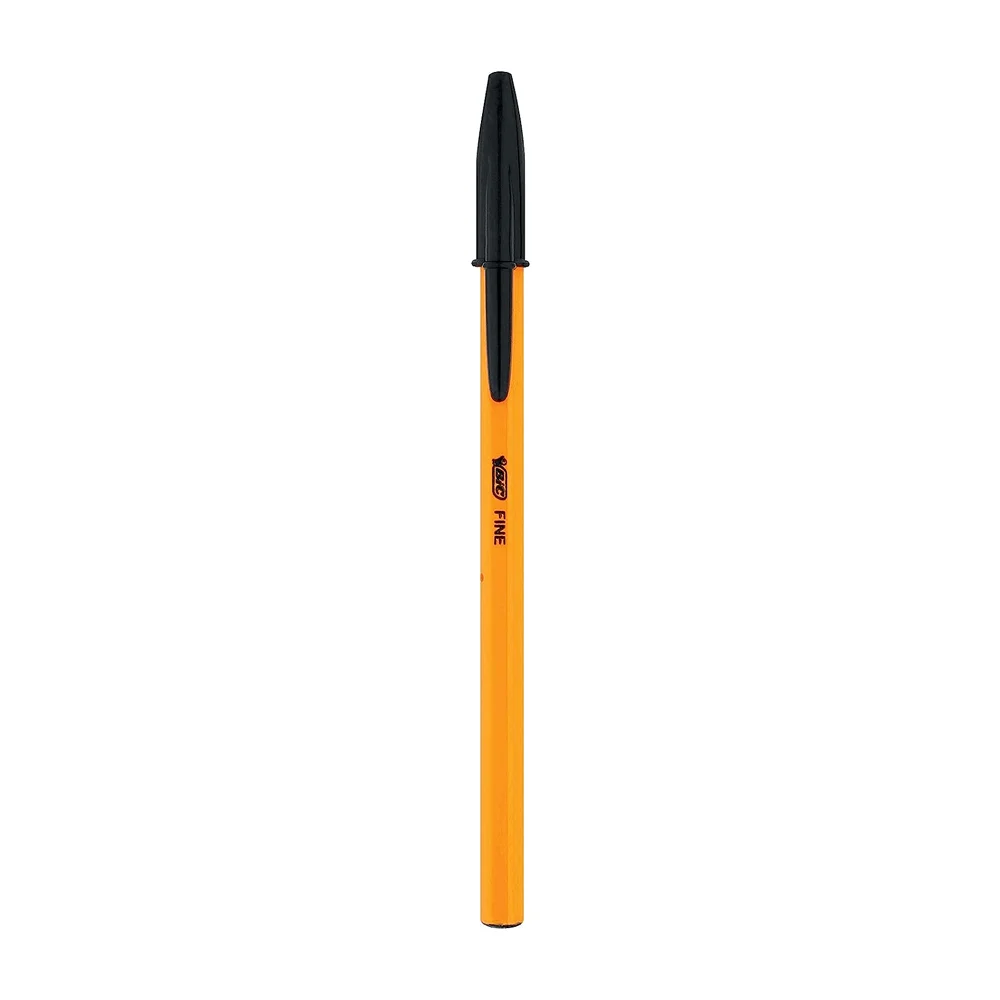 Caja de 12 plumas bolígrafos bic cristal con punta fina 0.8mm tinta color negro / 201116