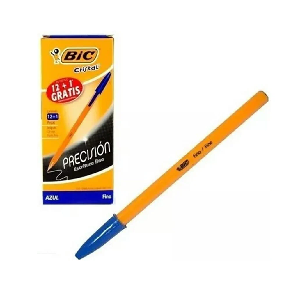 Paquete con 13 plumas bolígrafos bic cristal de color azul con punta fina 0.8mm / 201117