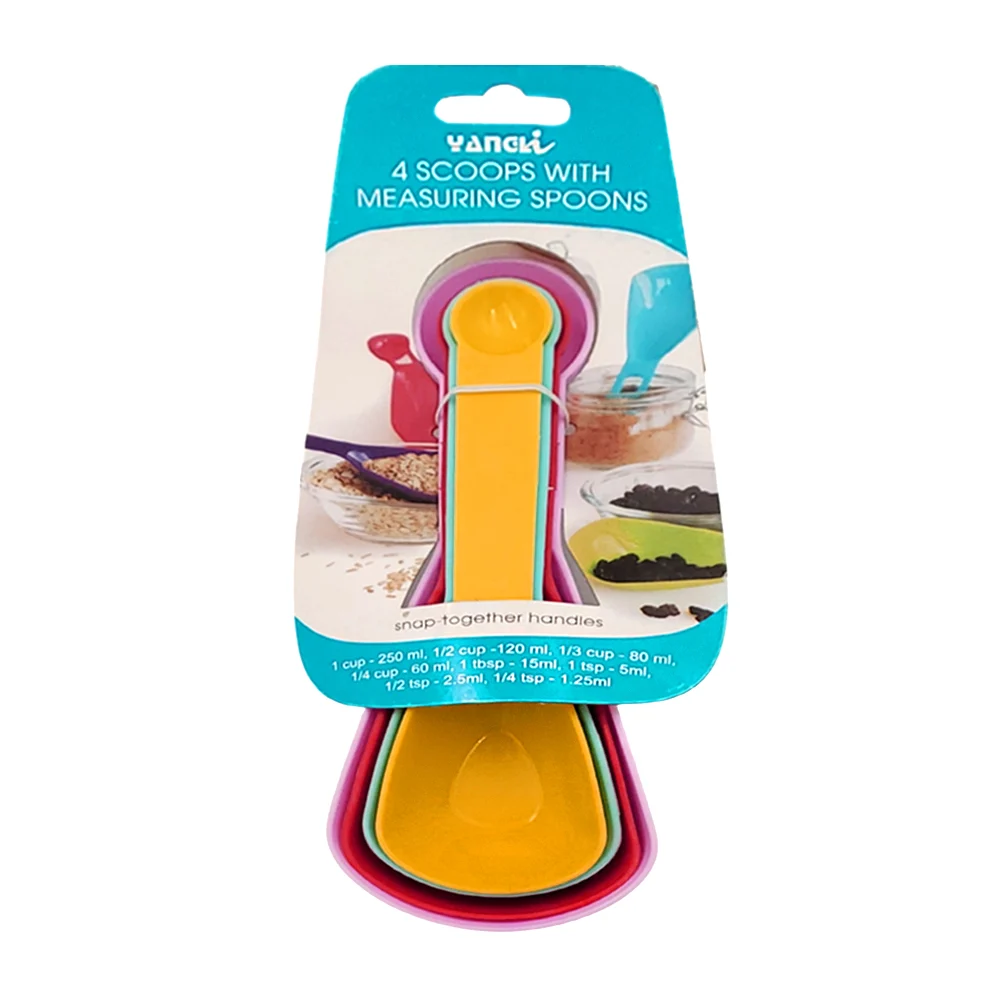 Paquete con 4 cucharas medidoras de plástico, variedad de colores / 4 scoops with measuring spoons / 2048