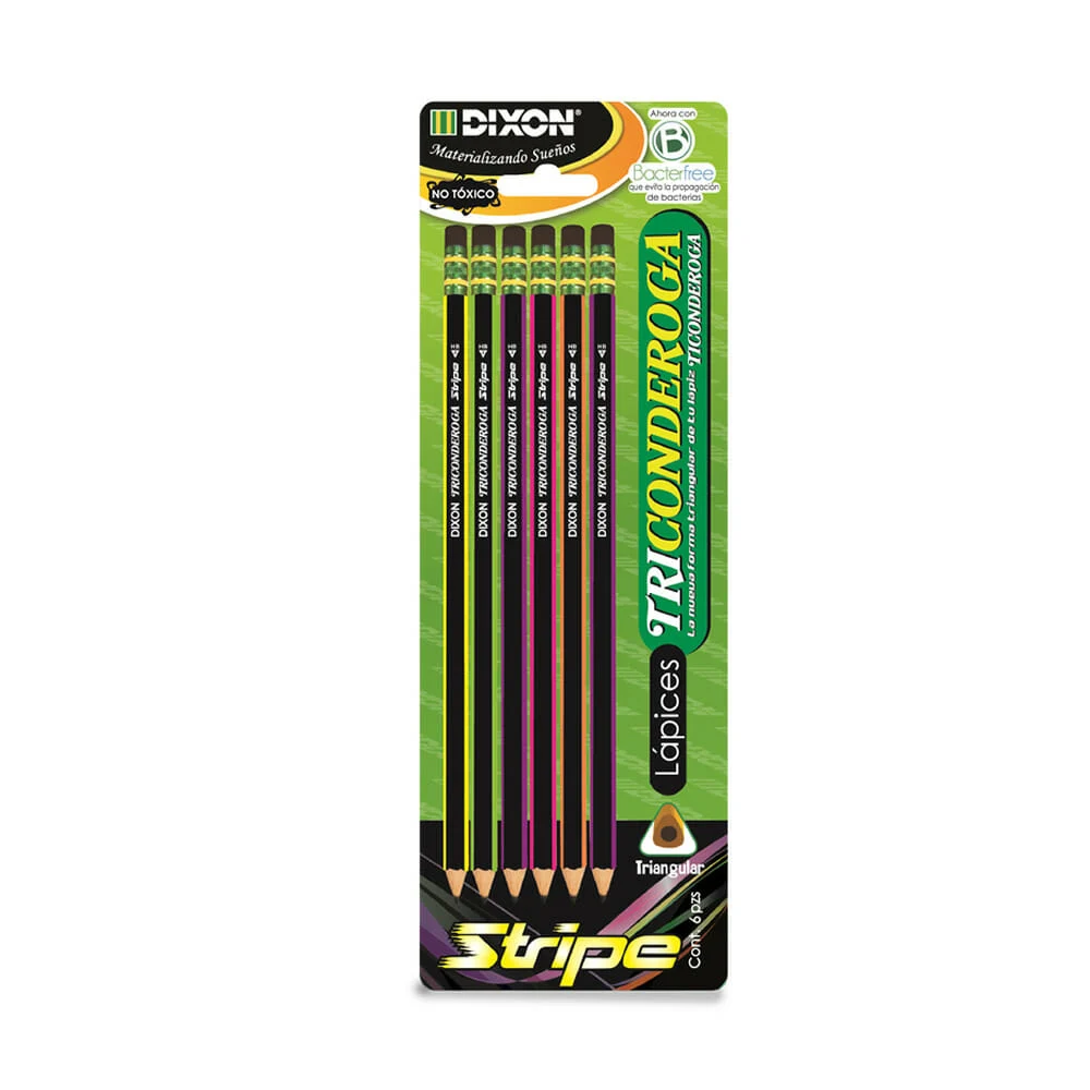 Paquete con 6 lápices de grafito dixon triconderoga, variedad de colores / 561268a