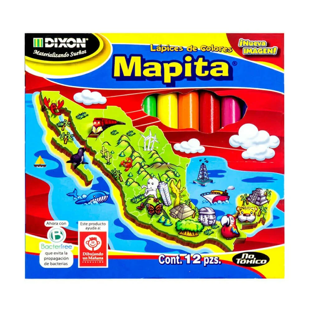 Paquete con 12 lápices de colores cortos mapita / 410217