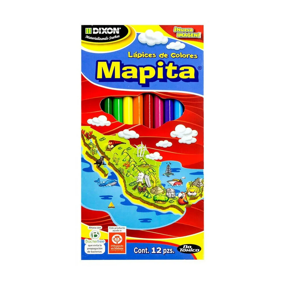 Caja con 12 lápices de colores largos mapita / 434114