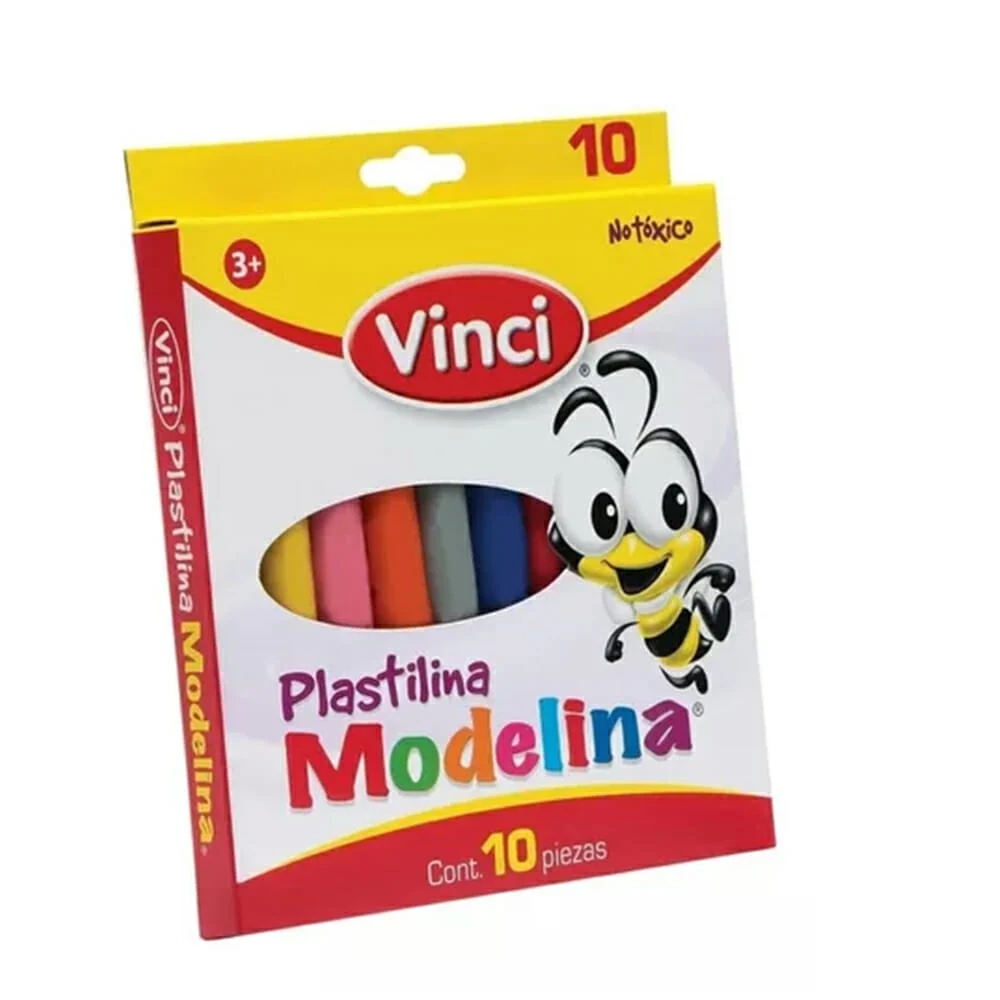 Caja con 10 barras de plastilina modelina vinci para moldear de colores / 650012