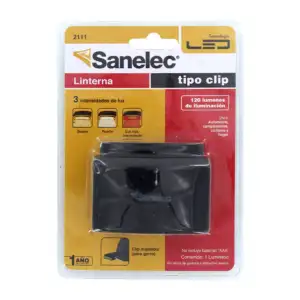 Lámpara linterna sanelec tipo clip con 3 intensidades de luz y con 12…
