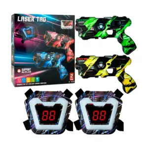 Set 2 pistolas láser de juguete + 2 chalecos de armadura con visualiz…