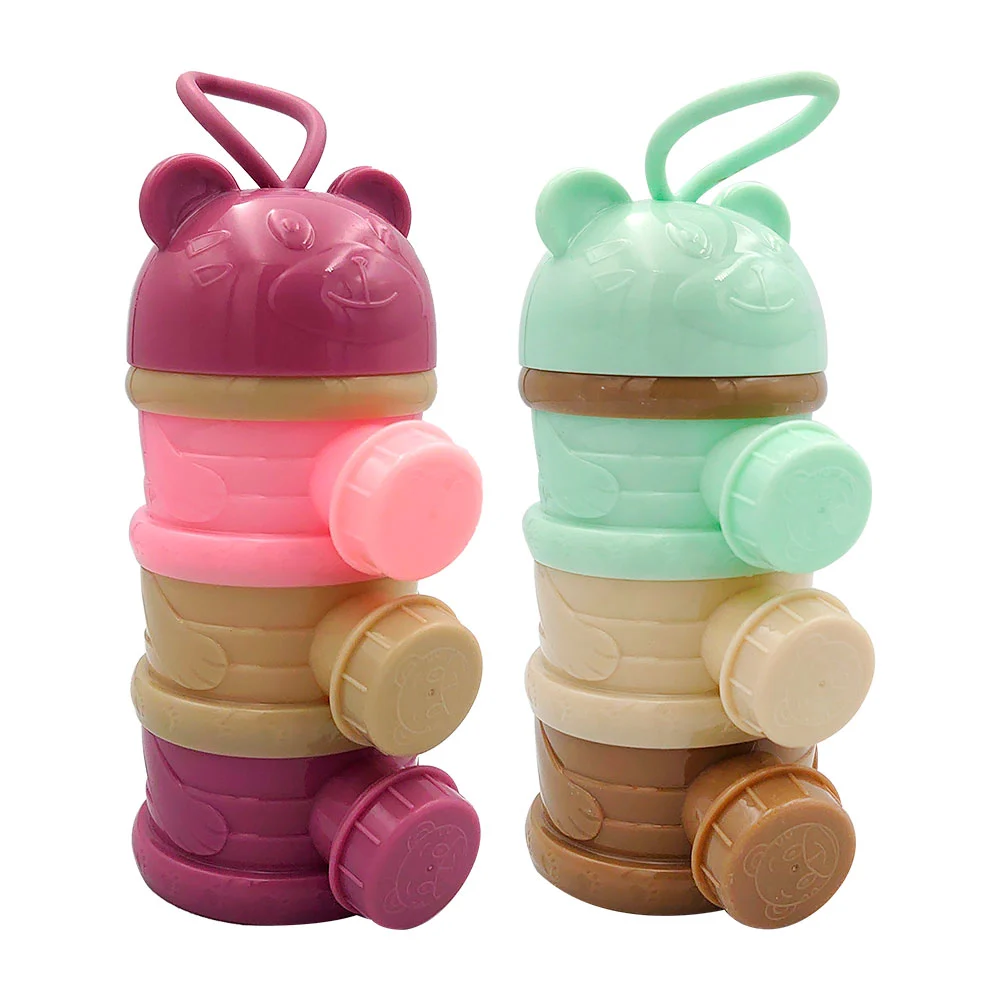 Bote dispensador de 3 niveles con diseño de oso para la leche en polvo, variedad de colores / 22-0021