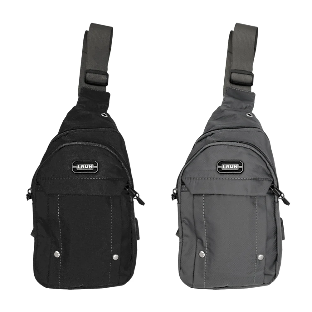 Mochila pequeña tipo mariconera con 4 compartimentos, ranura usb y cable, variedad de colores / i-run