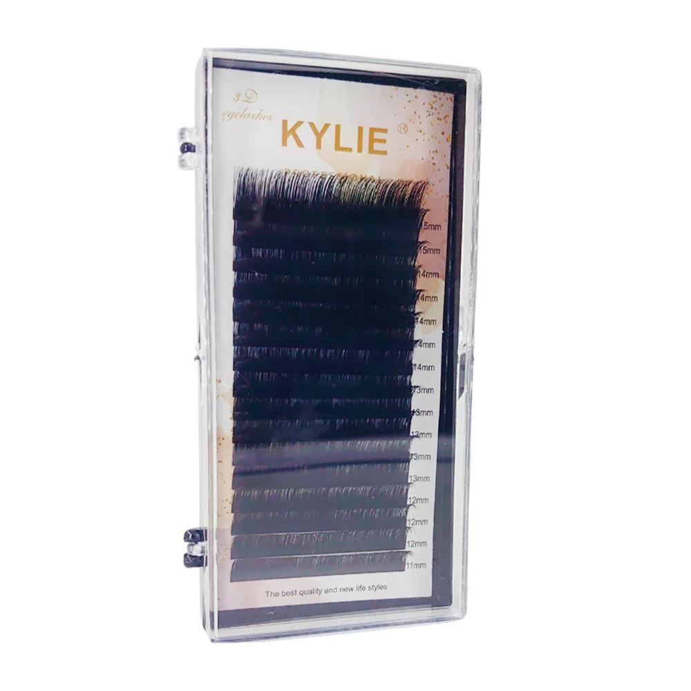 Estuche con extensiones de pestañas kylie con 16 filas de 4cm y 5 tamaños diferentes / 16 row / kpi
