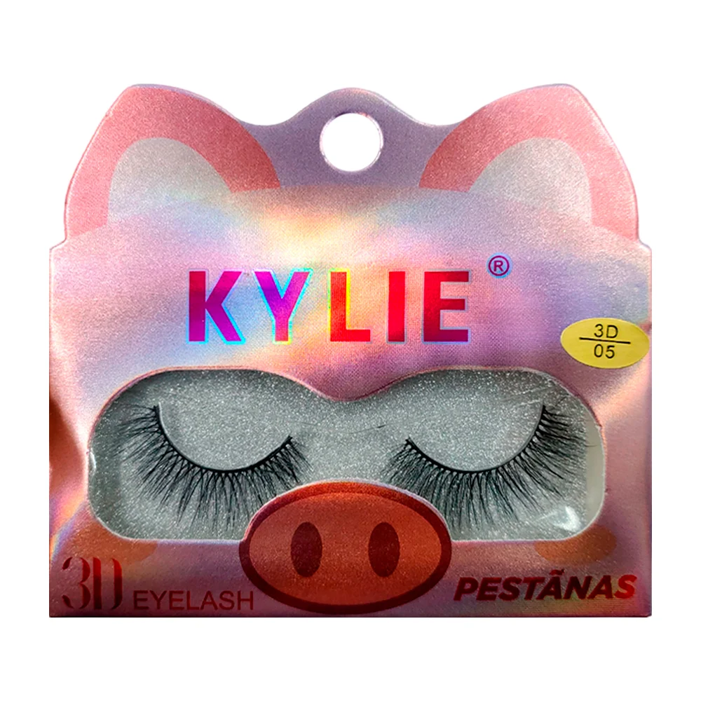 Par de pestañas postizas kylie 3d, variedad de modelos + empaque con estampado de animales / 690452