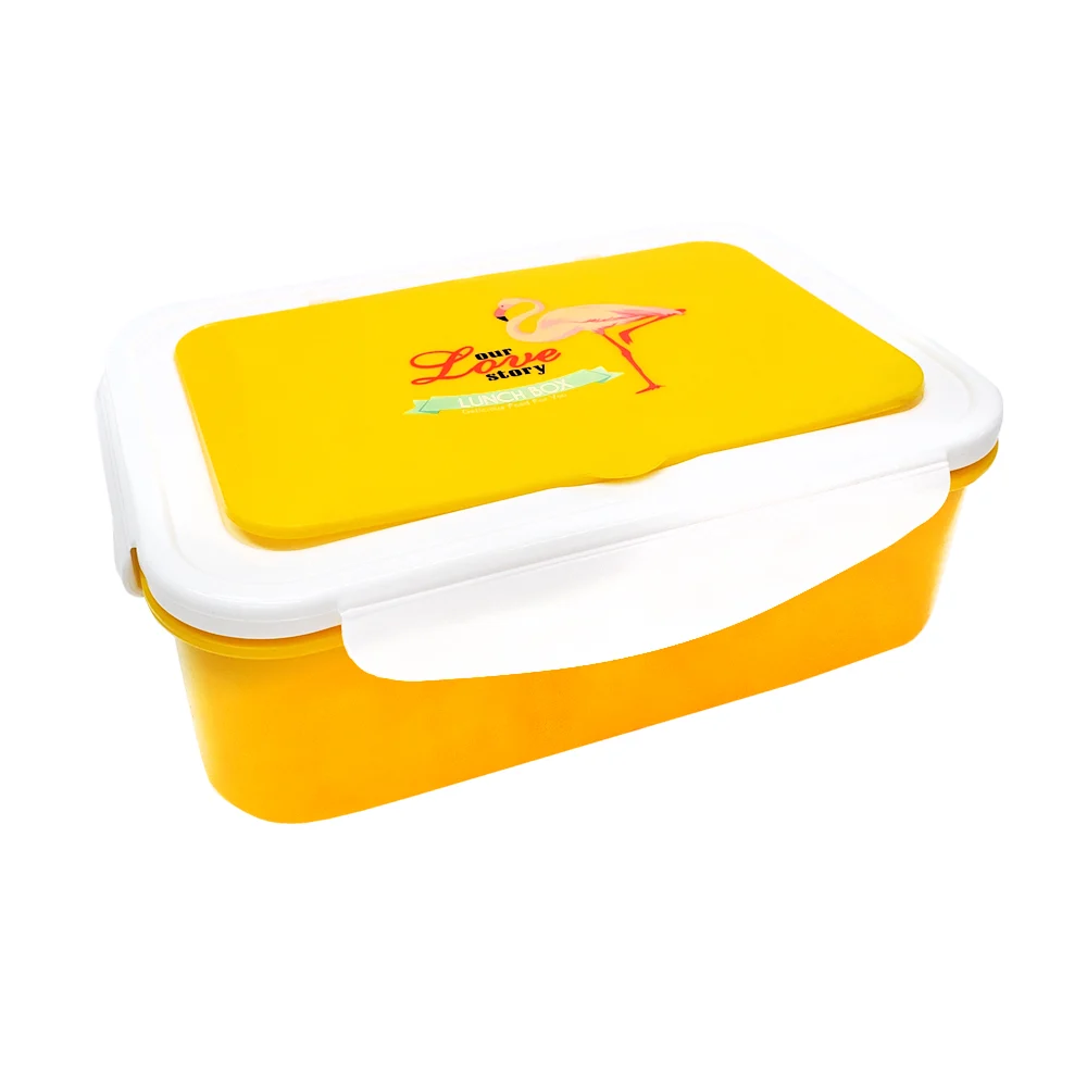 Tupper lunch box rectangular de 3 compartimentos con cubiertos y estampado de animales / four love story