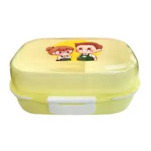Tupper rectangular de plástico con 2 niveles, 3 compartimientos y 2 c…