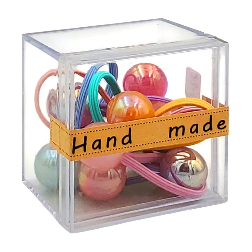 1pza Caja pequeña de 10 ligas para el cabello, con figuras traslúcidas en forma de esfera, variedad de colores / hand made / 23-fs-003