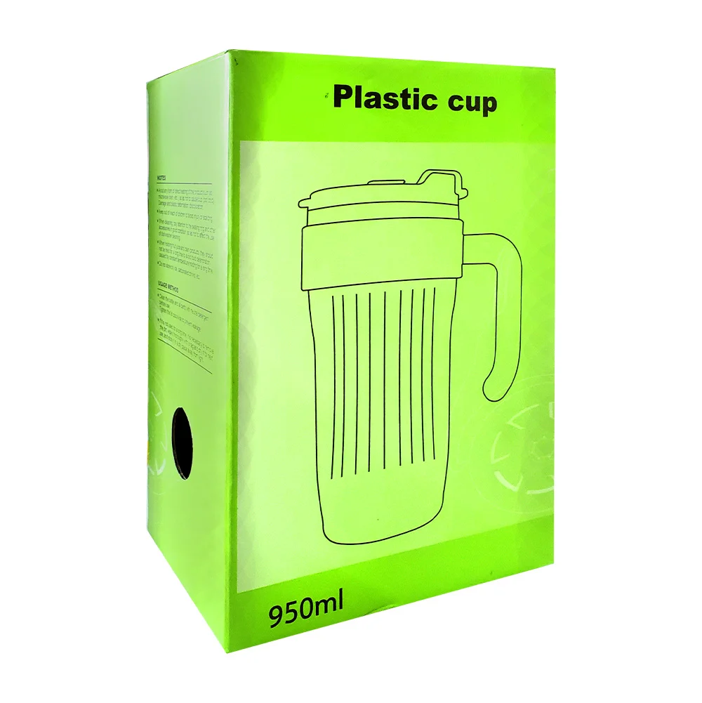 Vaso taza de plástico translúcido con capacidad 950ml y popote, variedad de colores / plastic cup / 23-qcb-011