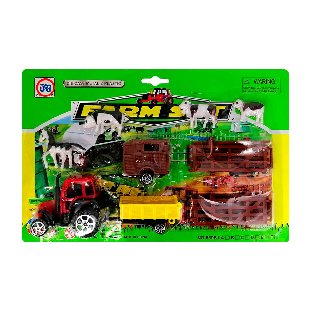 Paquete con camión remolque y ganado de granja con cerca de juguete / farm set / 639s1 / gdl2309