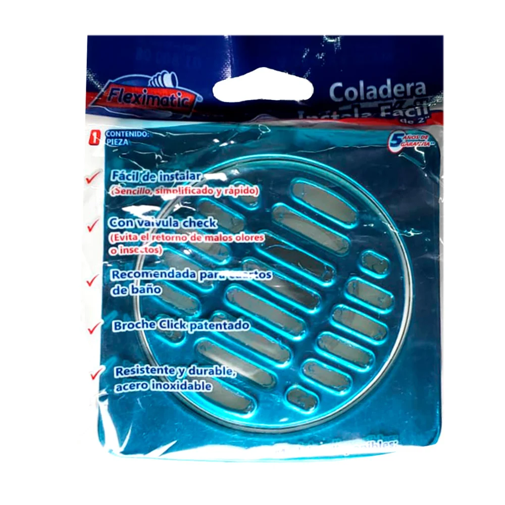 Coladera cuadrada con cubierta de acero inoxidable, anti-olores 10x10cm / fleximatic