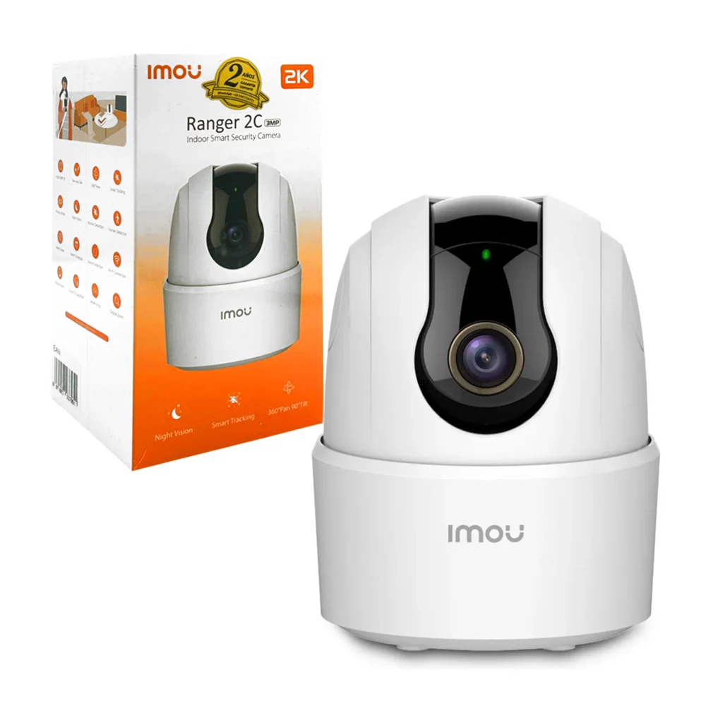 Cámara de seguridad imou redonda pequeña con micrófono y bocina, visión nocturna, detección de movimiento y giro de 360° / cv-1624 / ipc-ta32cn / ranger 2c