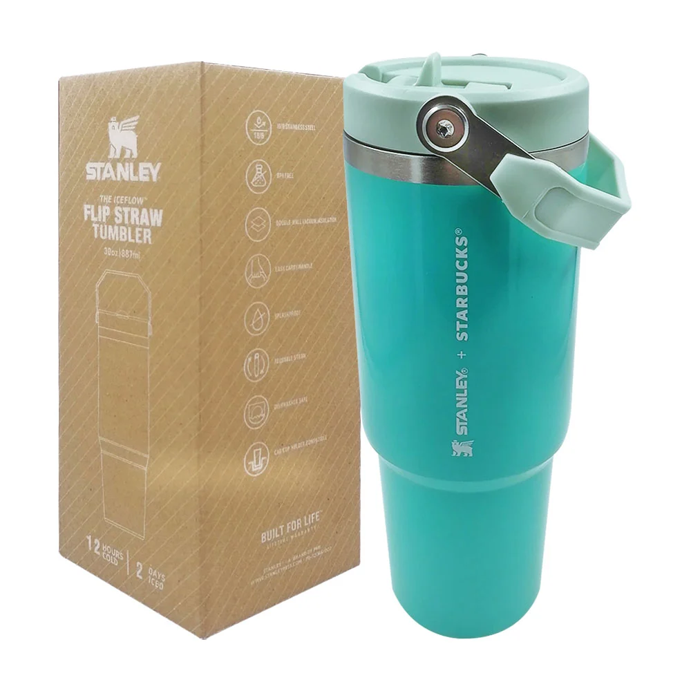 Vaso termo liso de acero inoxidable con asa y capacidad de 887ml 30oz, variedad de colores / flip straw tumbler / 24-termo-053