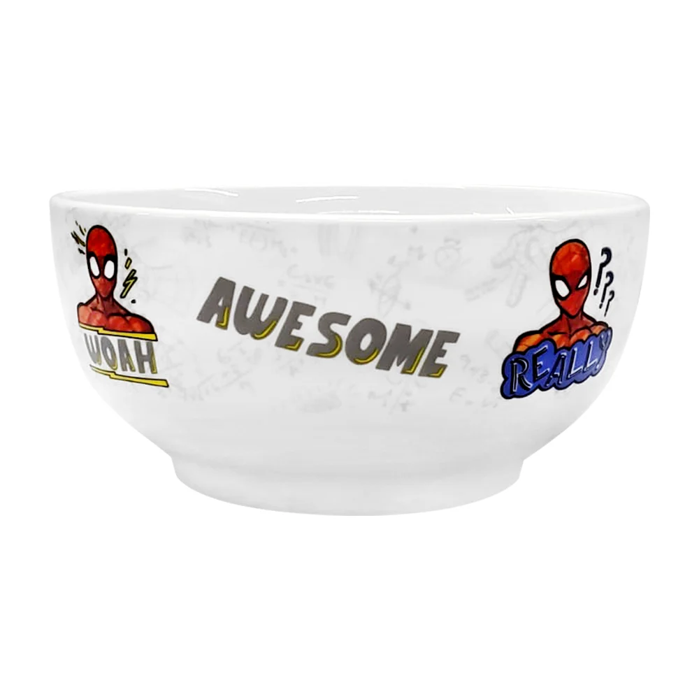 Vajilla coleccionable individual de porcelana con diseño de spider-man, plato de 23.4cm, tazón de 13.9cm y taza de 330ml / 2415-4129