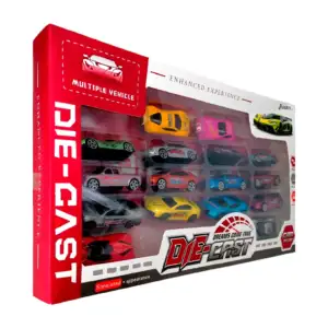 Paquete con 16 mini carros de plástico con diseño metálico o mate y f…