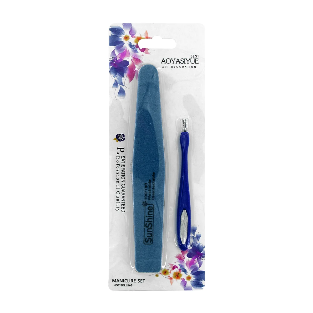 Set de manicura con lima para uñas y removedor de cutícula en forma de v, variedad de colores / 578580