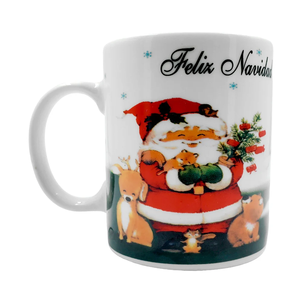 1pza Taza cerámica con estampado navideño de santa claus, feliz navidad, variedad de modelos / 24d6724502