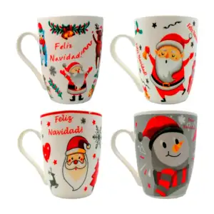 1pza Taza de cerámica con estampado de personajes navideños, feliz na…