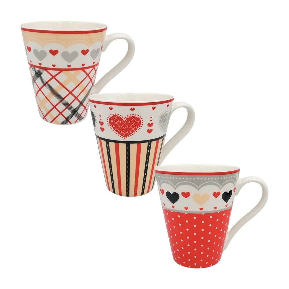 1pza Taza de cerámica cónica con temática de san valentín + estampado de corazones con líneas o puntos, variedad de modelos / 24xm535