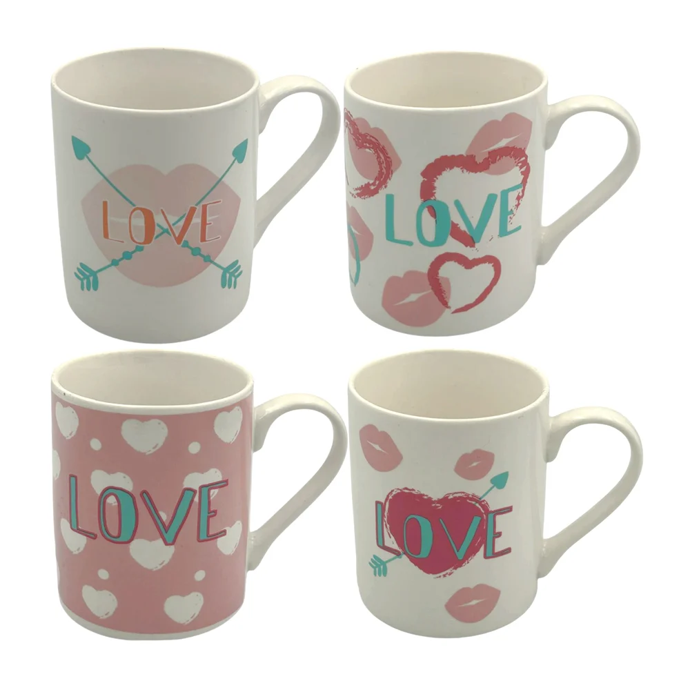 1pza Taza de cerámica con temática de san valentín + estampado de corazón con frase love, variedad de modelos / 24qr504