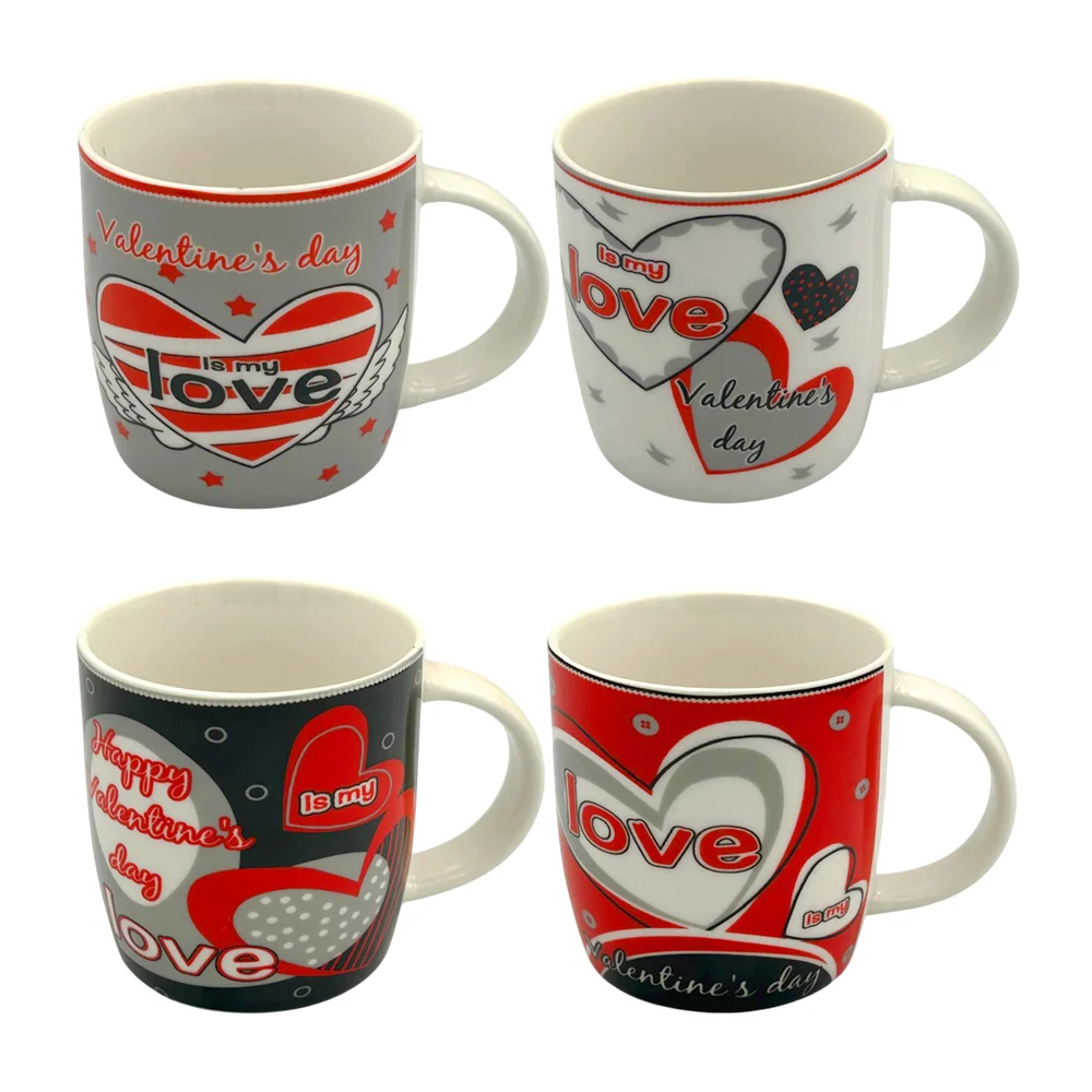 1pza Taza de cerámica con temática de san valentín + estampado de corazones y frase love, variedad de modelos / 24qr505