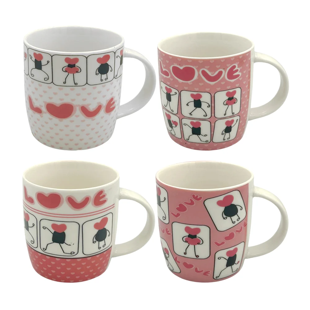 1pza Taza de cerámica con temática de san valentín + estampado de garabatos con corazones y frase love, variedad de modelos / 24qr506